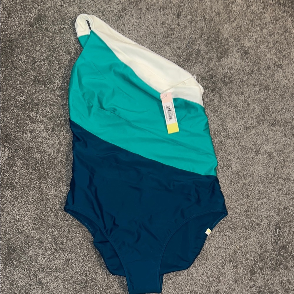 Colorblock One-Shoulder Swimsuit